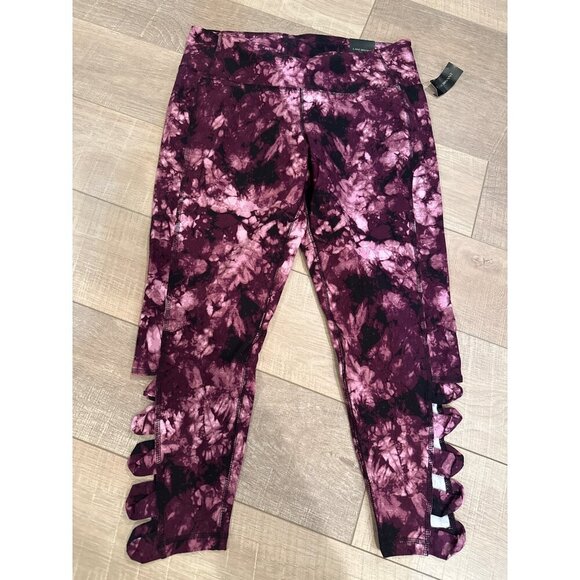 Lane Bryant Womens Tie-Dye Leggings With Lattice Hem Size 18/20 Pink/Black New - Picture 1 of 7
